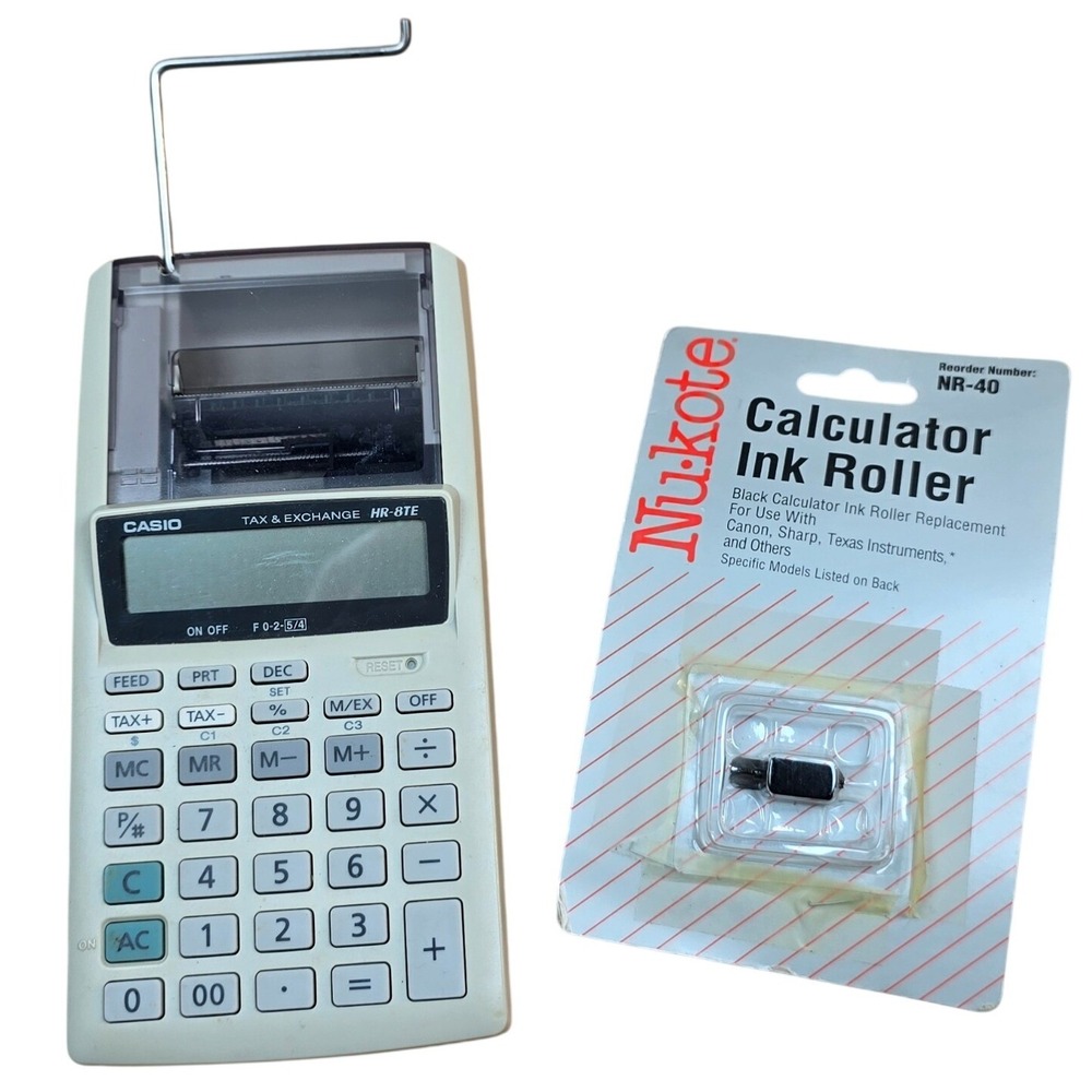 Casio Tax & Exchange HR-8TE Printing Calculator Black Ink Roller Desk Portable